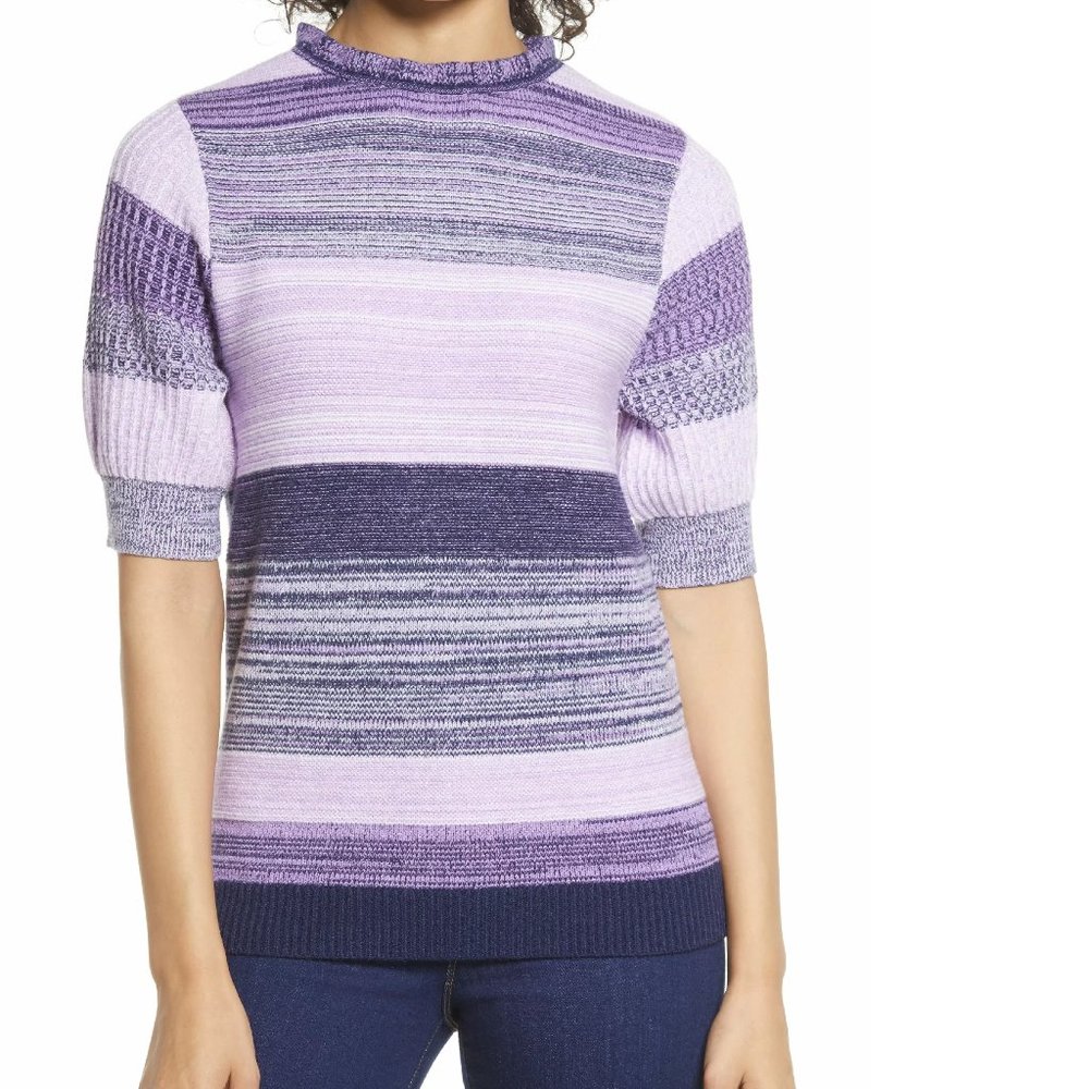 Halogen Stripe Rib Sweater